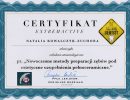 certyfikat dla Natalii Kowalczyk-Zuchory